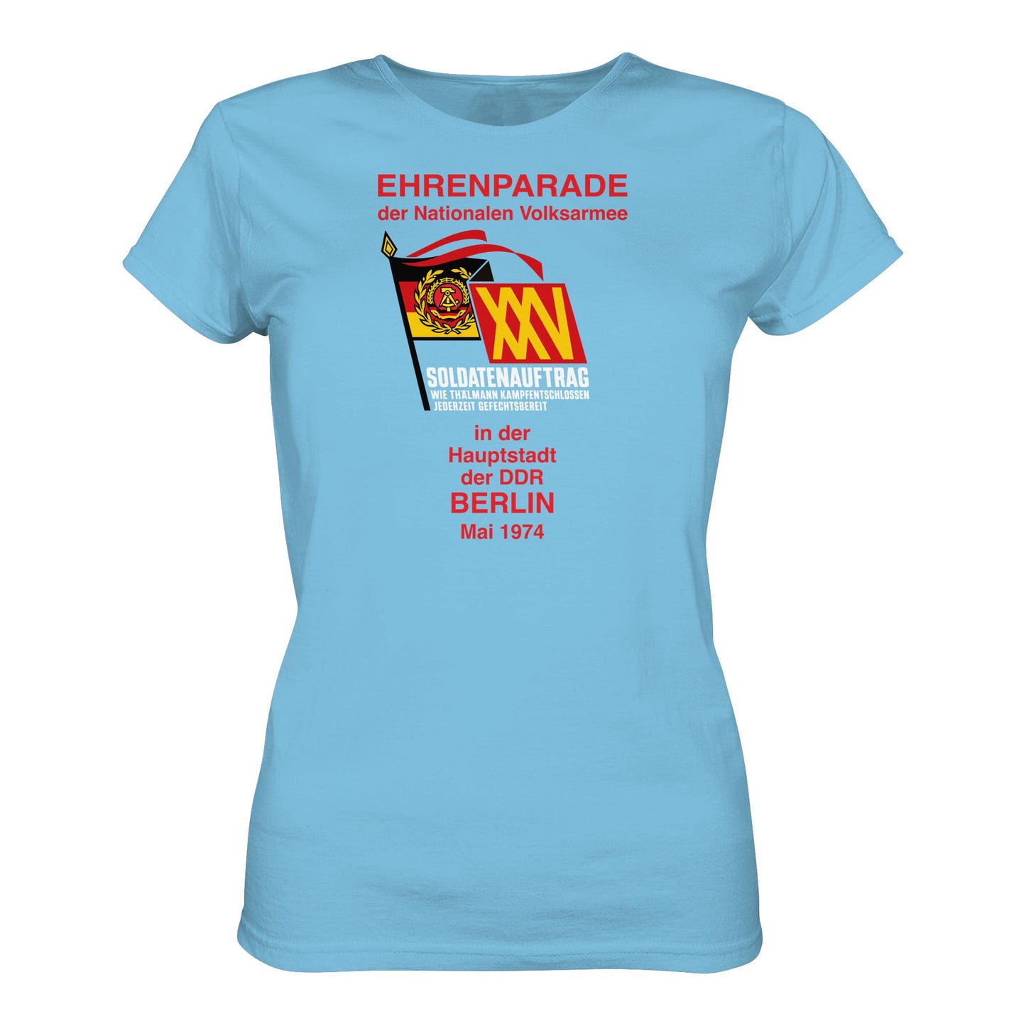 DDR Ostalgie Shirt Mädels • EHRENPARADE DER NVA, 1974 BERLIN (ORIGINALWIMPEL)