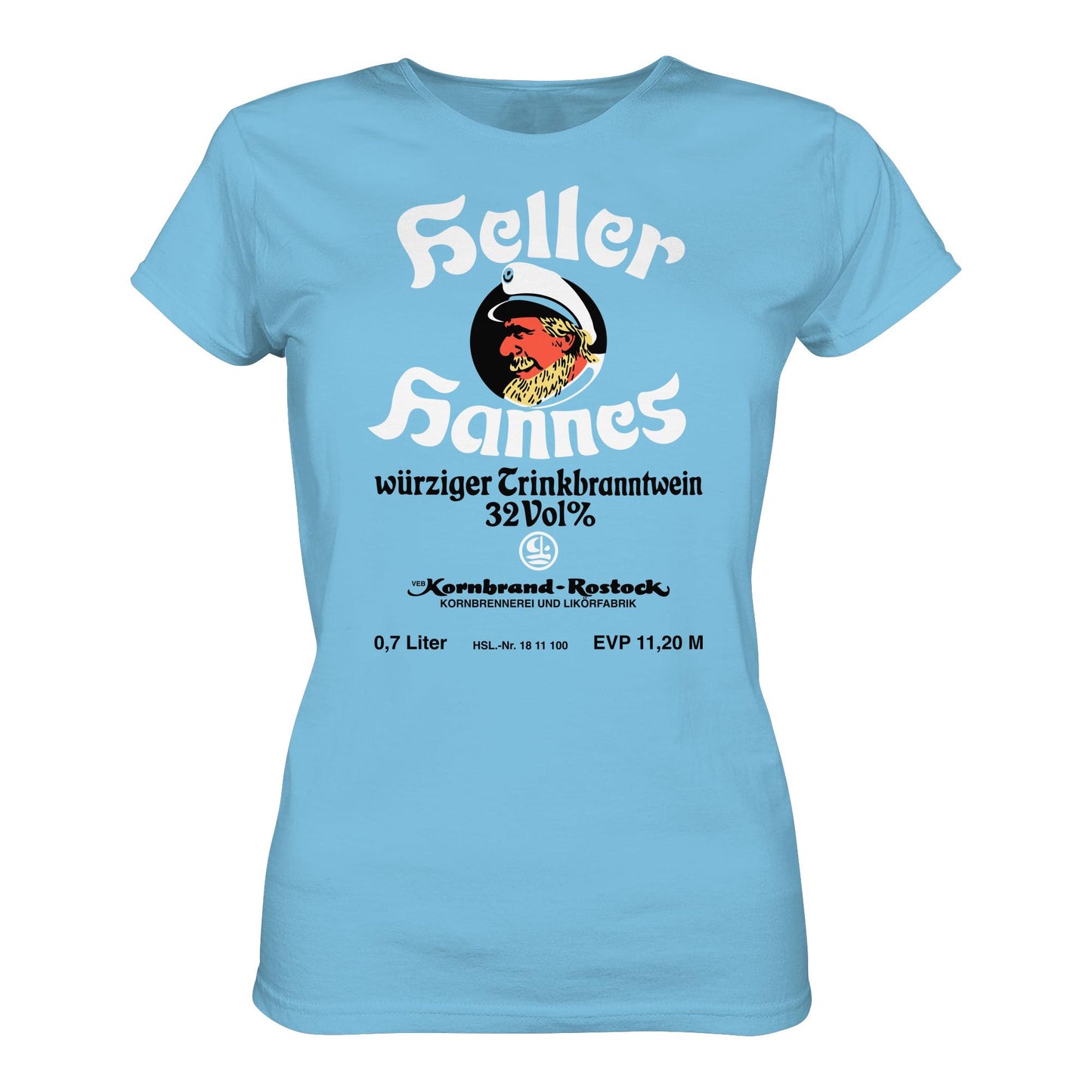 DDR Ostalgie Shirt Mädels • HELLER HANNES - TRINKBRANNTWEIN - VEB KORNBRANDT ROSTOCK