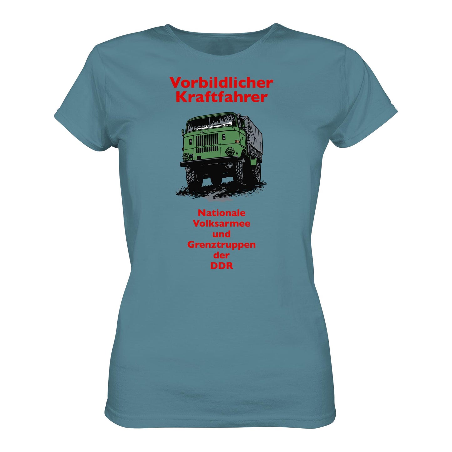 DDR Ostalgie Shirt Mädels • VORBILDLICHER KRAFTFAHRER, NVA (ORIGINAL WIMPELMOTIV)