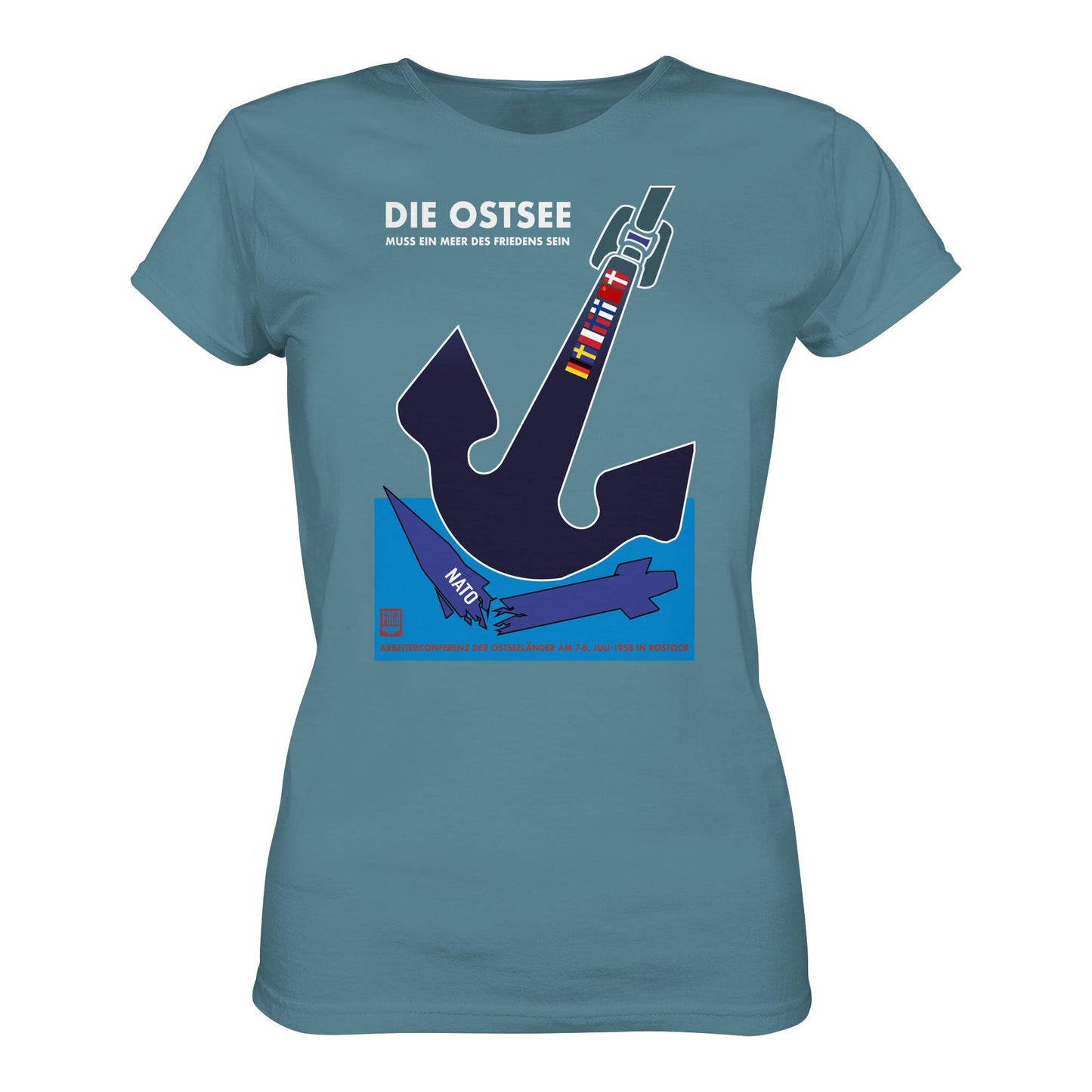 DDR Ostalgie Shirt Mädels • DIE OSTSEE MUSS EIN MEER DES FRIEDENS SEIN, ARBEITERKONFERENZ 1958