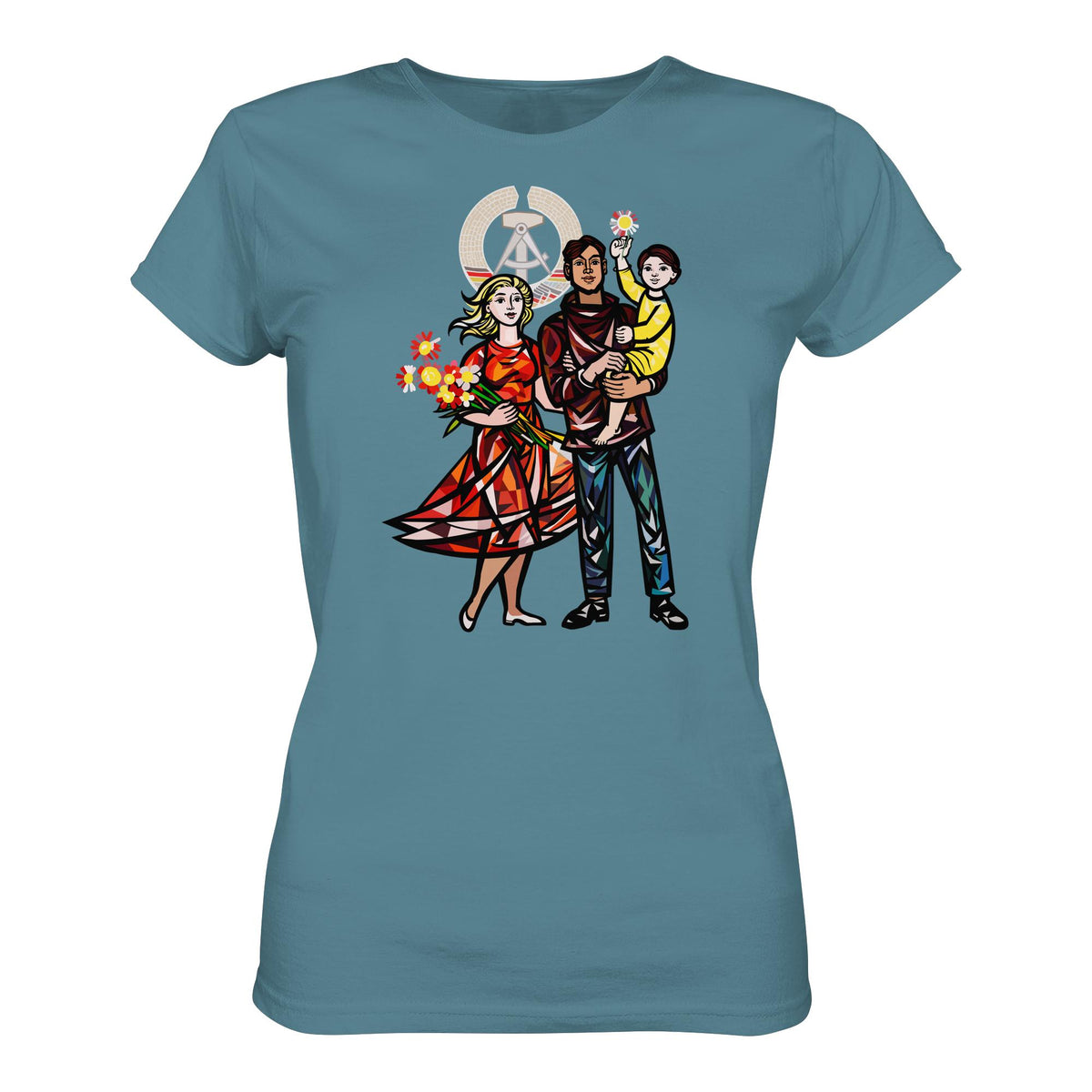 DDR Ostalgie Shirt Mädels • WALTER WOMACKA - UNSERE FAMILIE (STAATSRATSGEBÄUDE, Aus der Geschichte der Deutschen Arbeiterbewegung, 1964)
