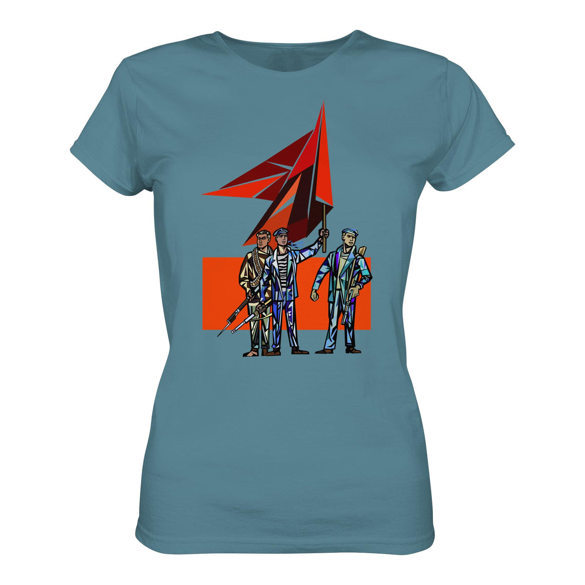 DDR Ostalgie Shirt Mädels • WALTER WOMACKA - BEWAFFNETE ARBEITER (STAATSRATSGEBÄUDE, Aus der Geschichte der Deutschen Arbeiterbewegung, 1964)