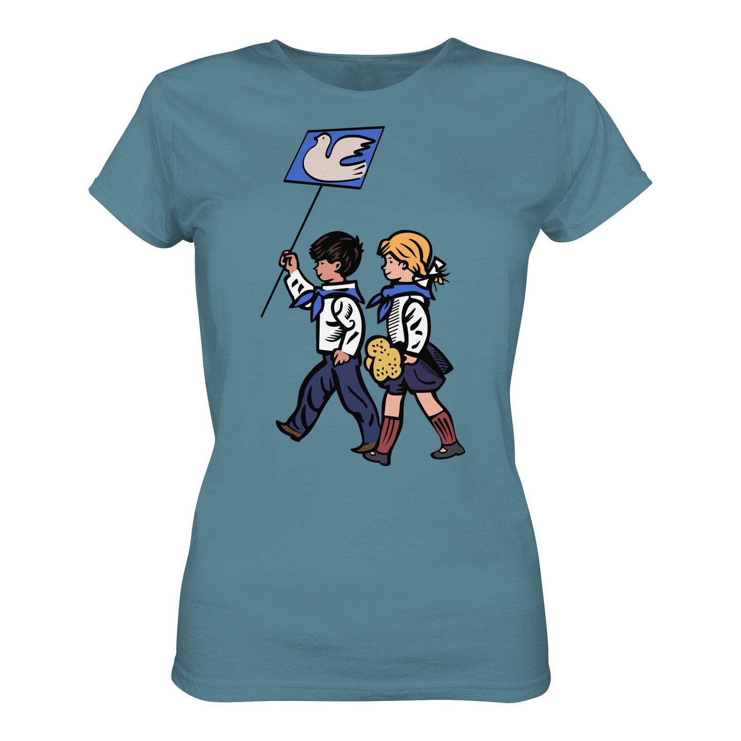 DDR Ostalgie Shirt Mädels • KLEINE WEISSE FRIEDENSTAUBE - ILLUSTRATION UNSERE FIBEL