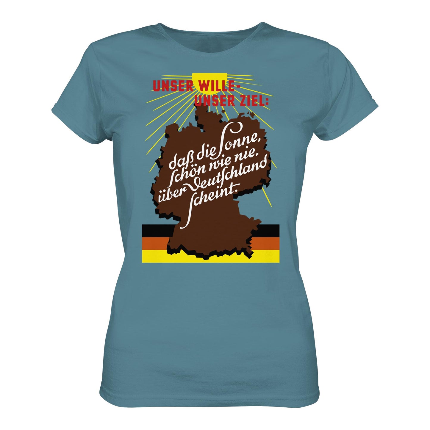 DDR Ostalgie Shirt Mädels • DASS DIE SONNE SCHÖN WIE NIE, ÜBER DEUTSCHLAND SCHEINT - ORIGINAL DDR-PLAKAT