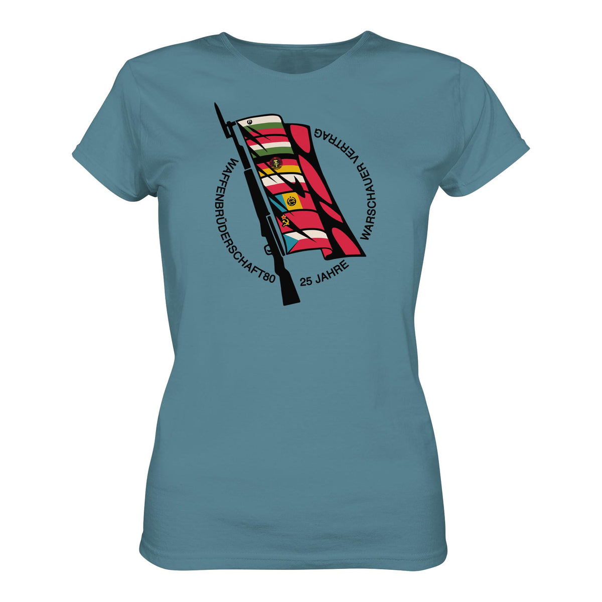 DDR Ostalgie Shirt Mädels • WAFFENBRÜDERSCHAFT80 - 25 JAHRE WARSCHAUER VERTRAG (NVA)