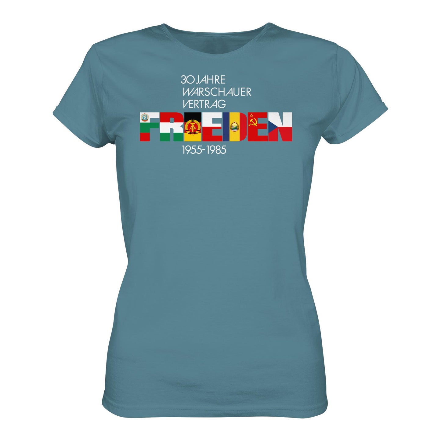 DDR Ostalgie Shirt Mädels • FRIEDEN - 30 JAHRE WARSCHAUER VERTRAG (DDR-BRIEFMARKE)