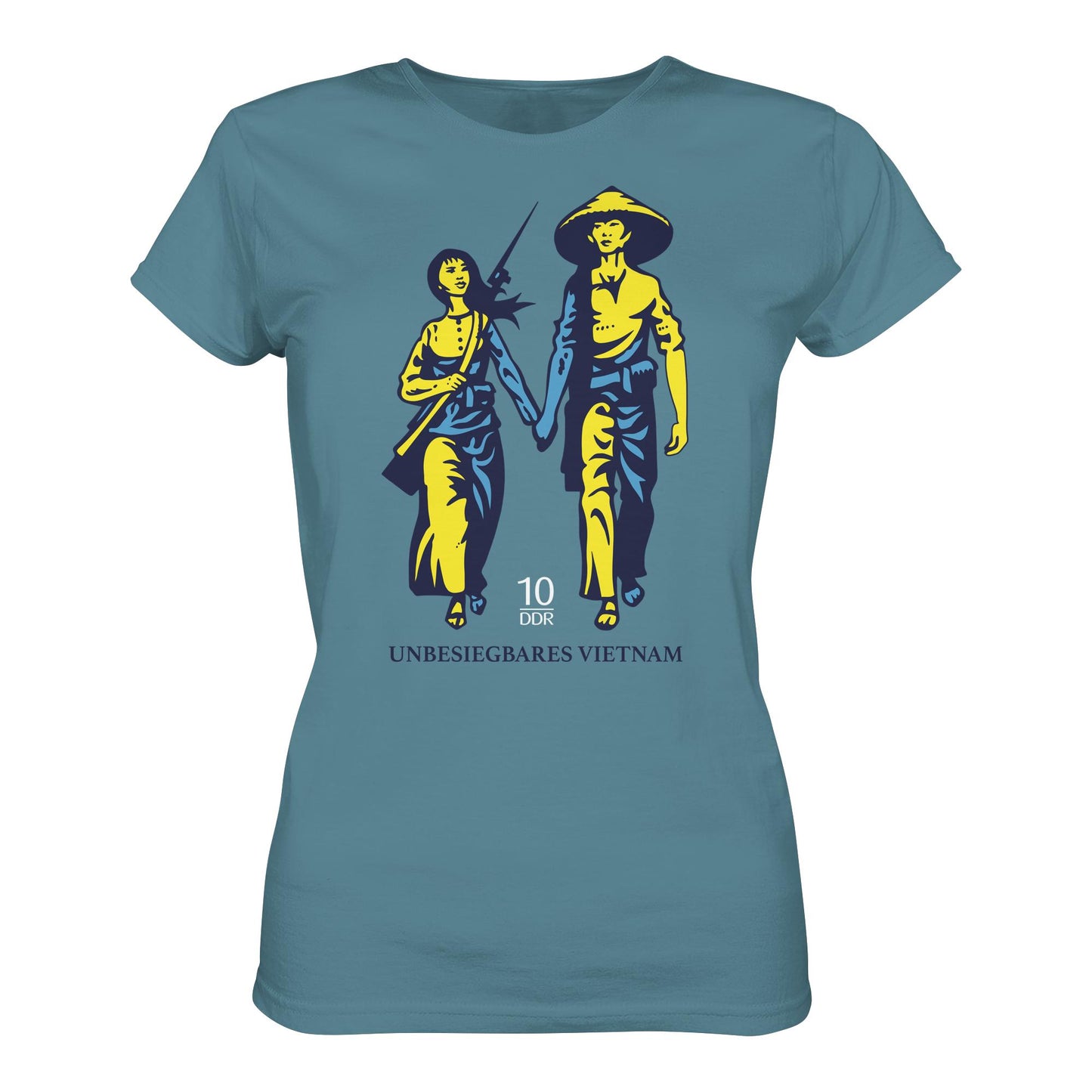 DDR Ostalgie Shirt Mädels • UNBESIEGBARES VIETNAM (ORIGINAL DDR-BRIEFMARKE)