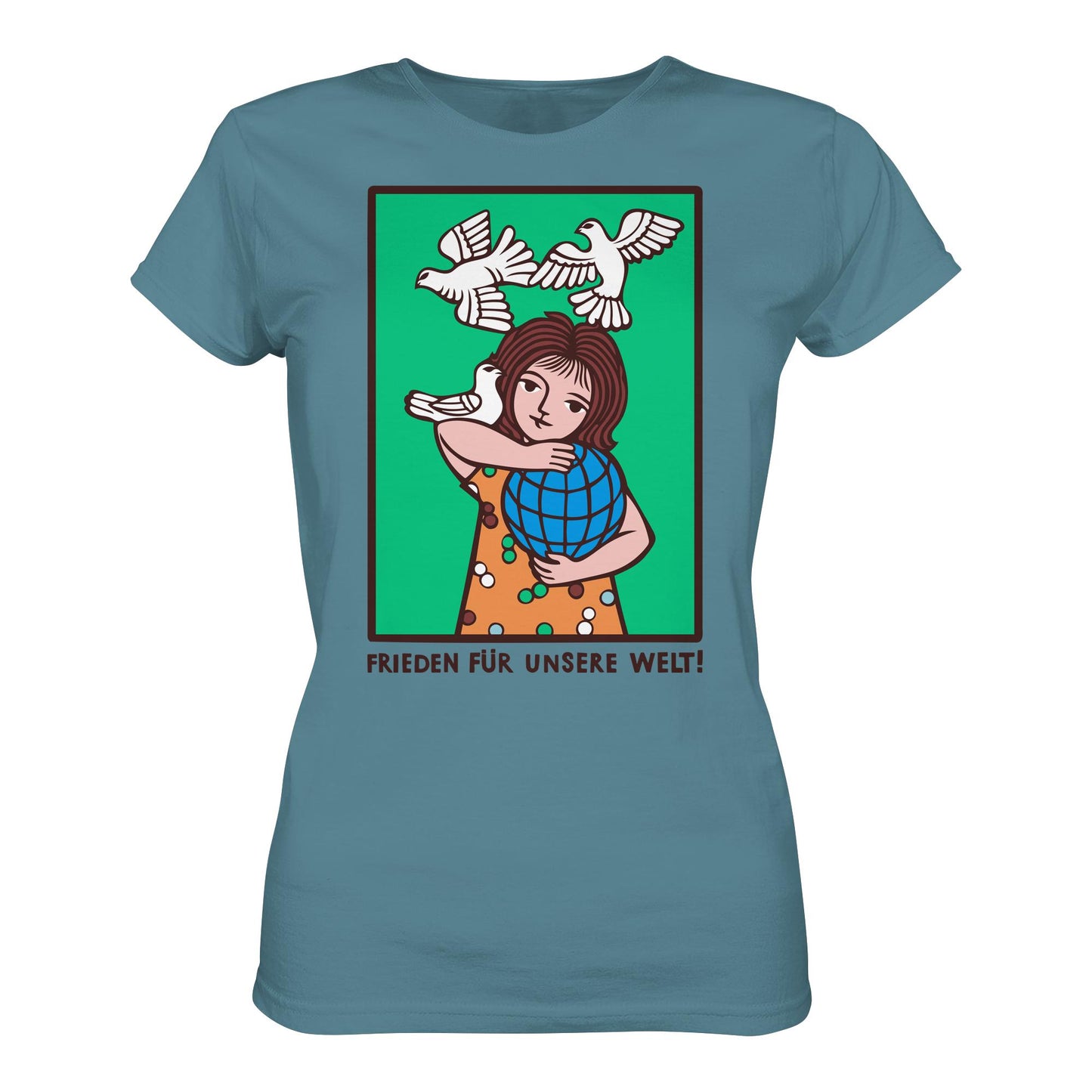 DDR Ostalgie Shirt Mädels • FRIEDEN FÜR UNSERE WELT! (DDR-ORIGINAL-PLAKAT)