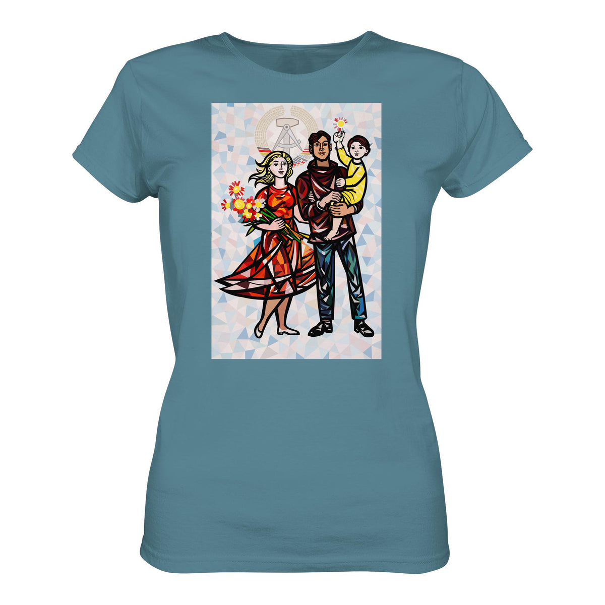DDR Ostalgie Shirt Mädels • WALTER WOMACKA - UNSERE FAMILIE mit Hintergrund (STAATSRATSGEBÄUDE, Aus der Geschichte der Deutschen Arbeiterbewegung, 1964)