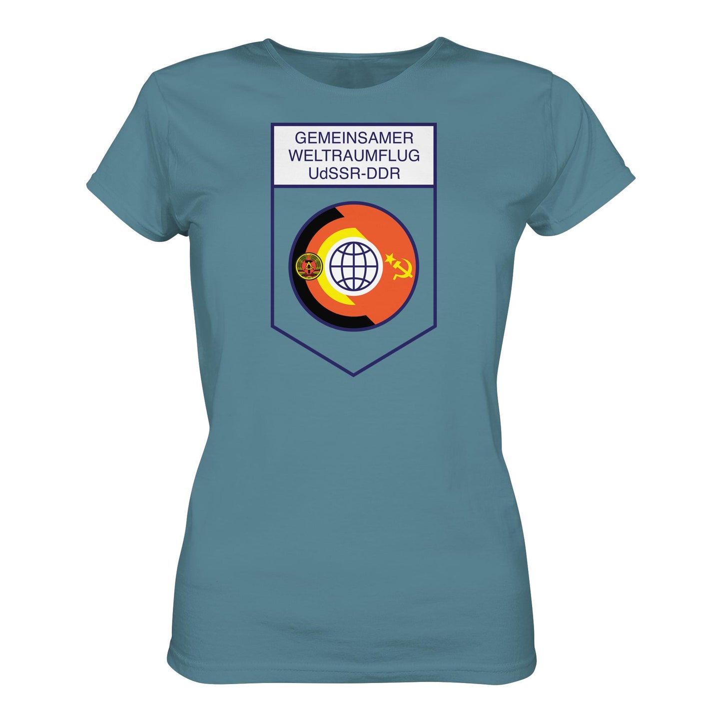 DDR Ostalgie Shirt Mädels • GEMEINSAMER WELTRAUMFLUG UDSSR-DDR (ORIGINAL WIMPEL)