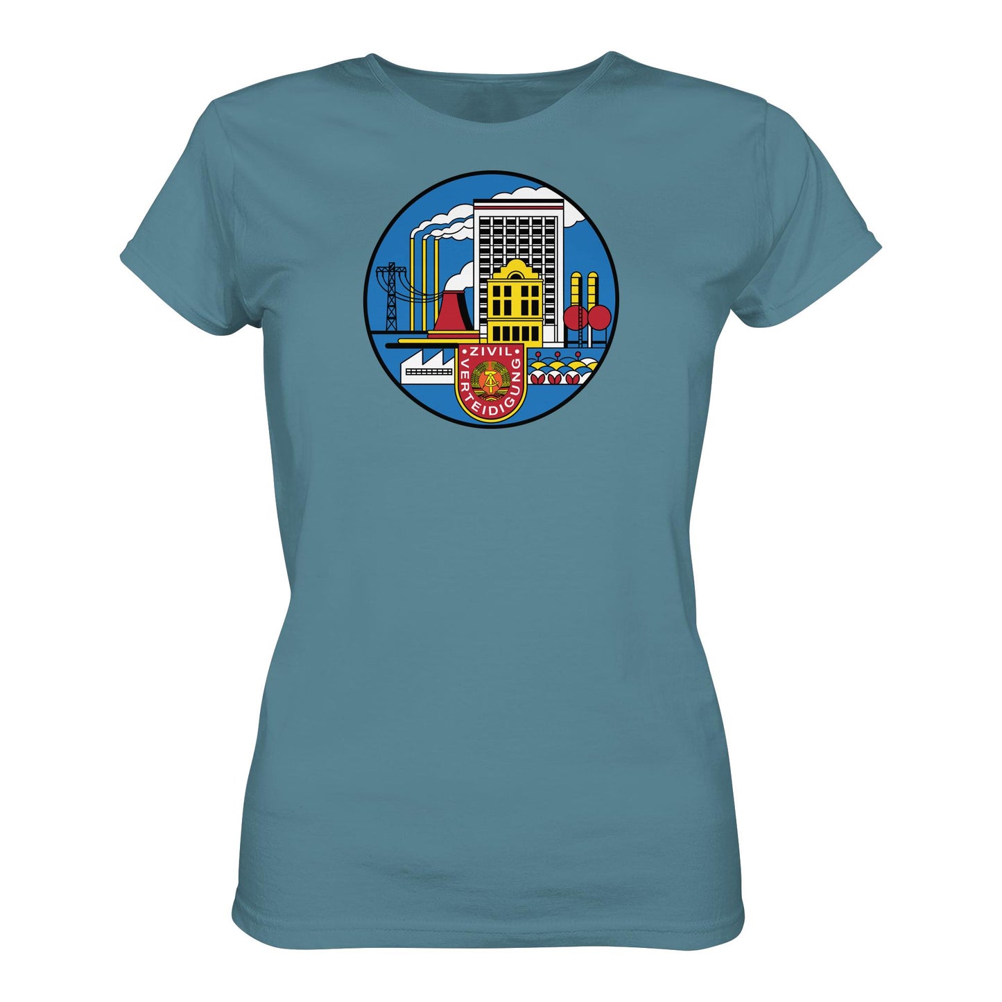 DDR Ostalgie Shirt Mädels • DDR ZIVILVERTEIDIGUNG (ORIGINAL GLAS-DESIGN)