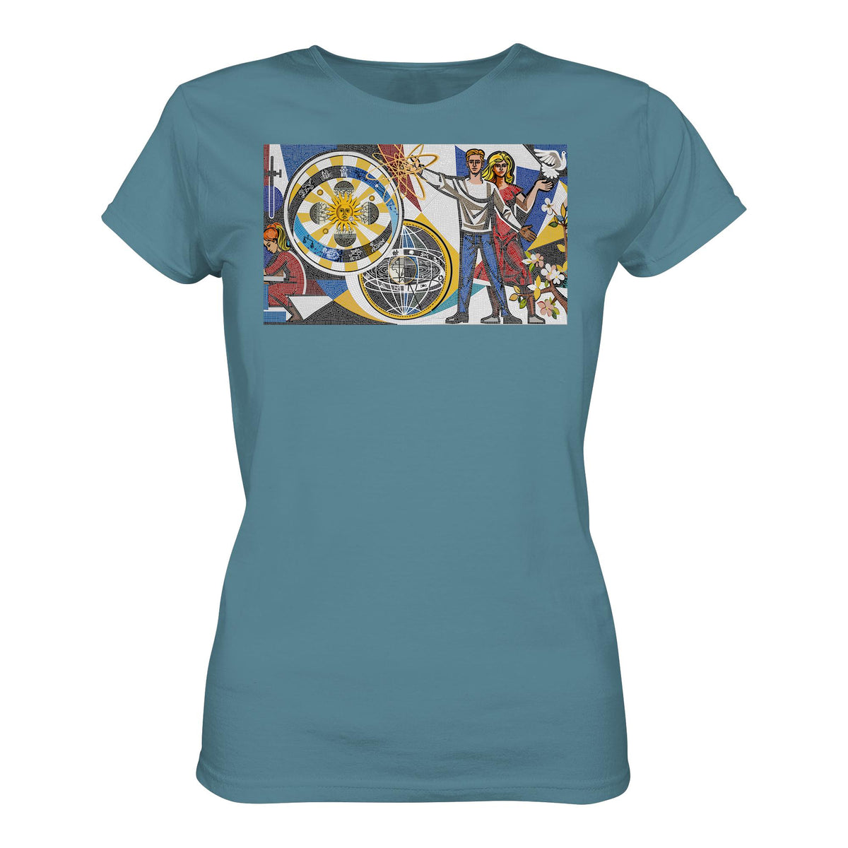DDR Ostalgie Shirt Mädels • WALTER WOMACKA - JUNGES PAAR MIT FRIEDENSTAUBE (MOSAIK HAUS DES LEHRERS, 1964)
