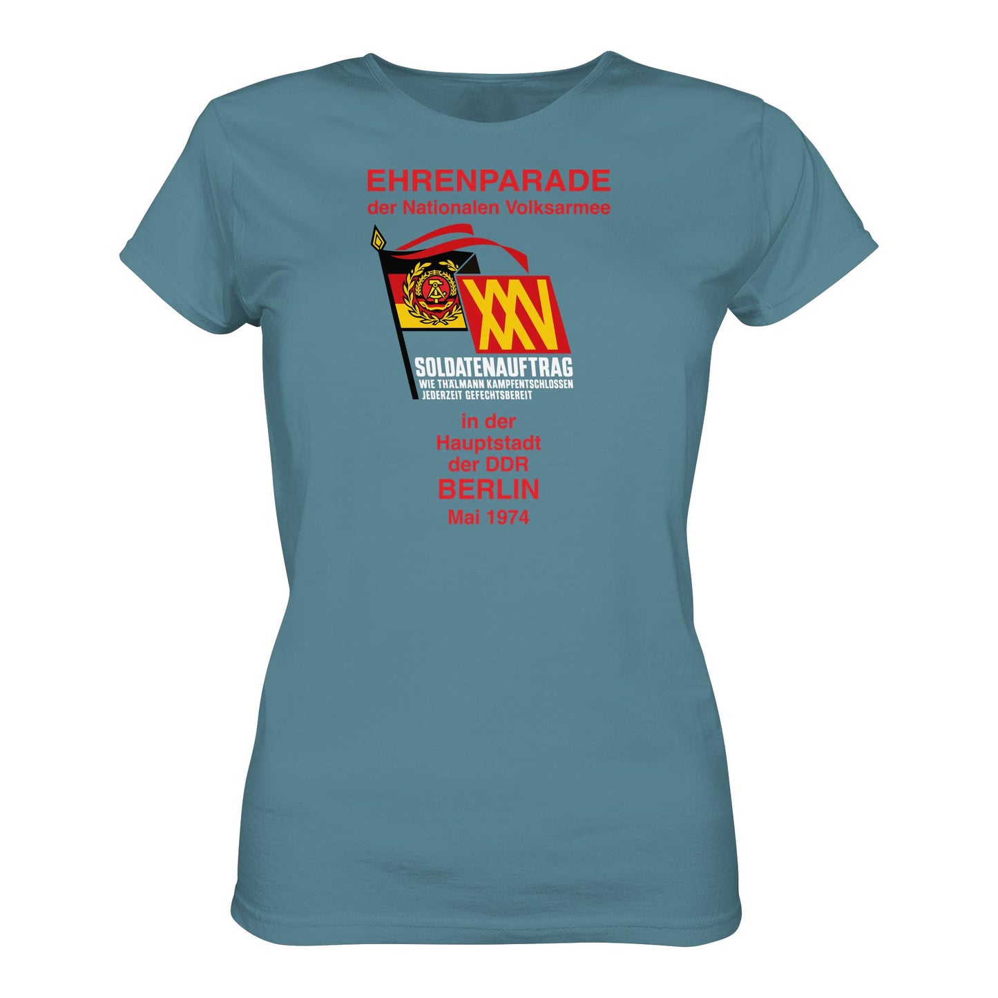 DDR Ostalgie Shirt Mädels • EHRENPARADE DER NVA, 1974 BERLIN (ORIGINALWIMPEL)