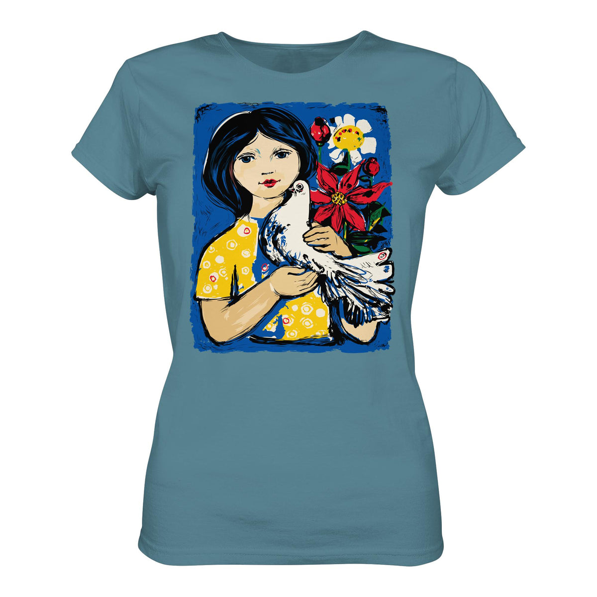 DDR Ostalgie Shirt Mädels • WALTER WOMACKA - MÄDCHEN MIT FRIEDENSTAUBE