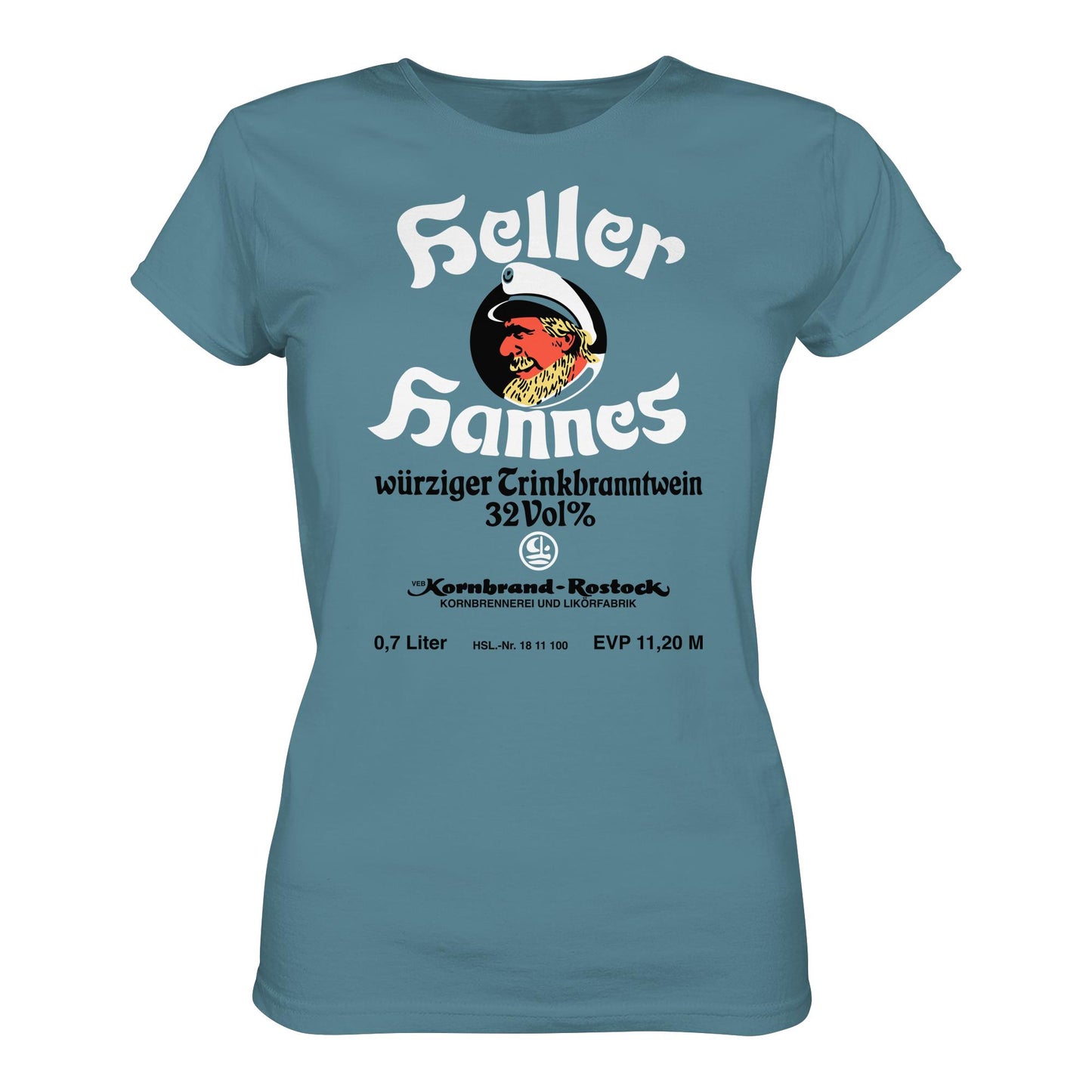 DDR Ostalgie Shirt Mädels • HELLER HANNES - TRINKBRANNTWEIN - VEB KORNBRANDT ROSTOCK