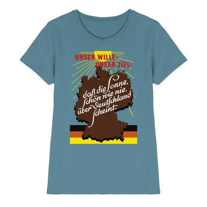 DDR Ostalgie Shirt Mädels • DASS DIE SONNE SCHÖN WIE NIE, ÜBER DEUTSCHLAND SCHEINT - ORIGINAL DDR-PLAKAT