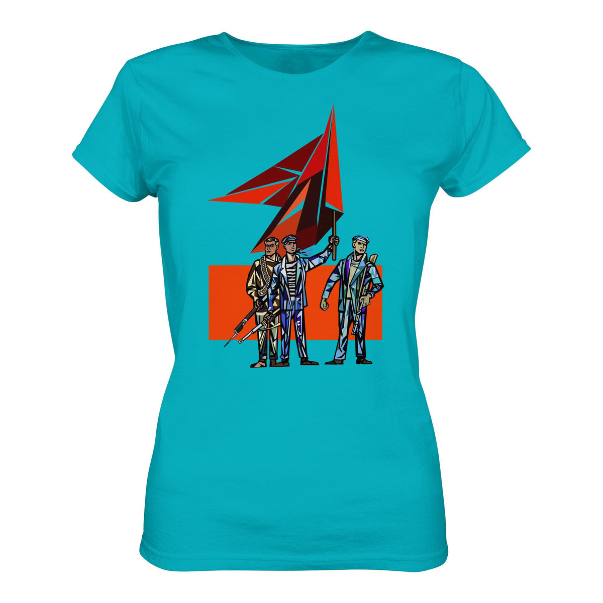 DDR Ostalgie Shirt Mädels • WALTER WOMACKA - BEWAFFNETE ARBEITER (STAATSRATSGEBÄUDE, Aus der Geschichte der Deutschen Arbeiterbewegung, 1964)