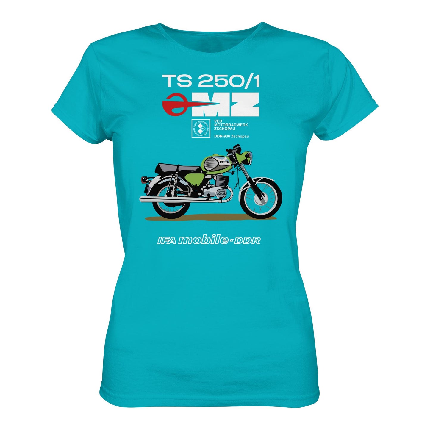 DDR Ostalgie Shirt Mädels • MZ TS 250 GRÜN (ORIGINAL DDR-PLAKAT)