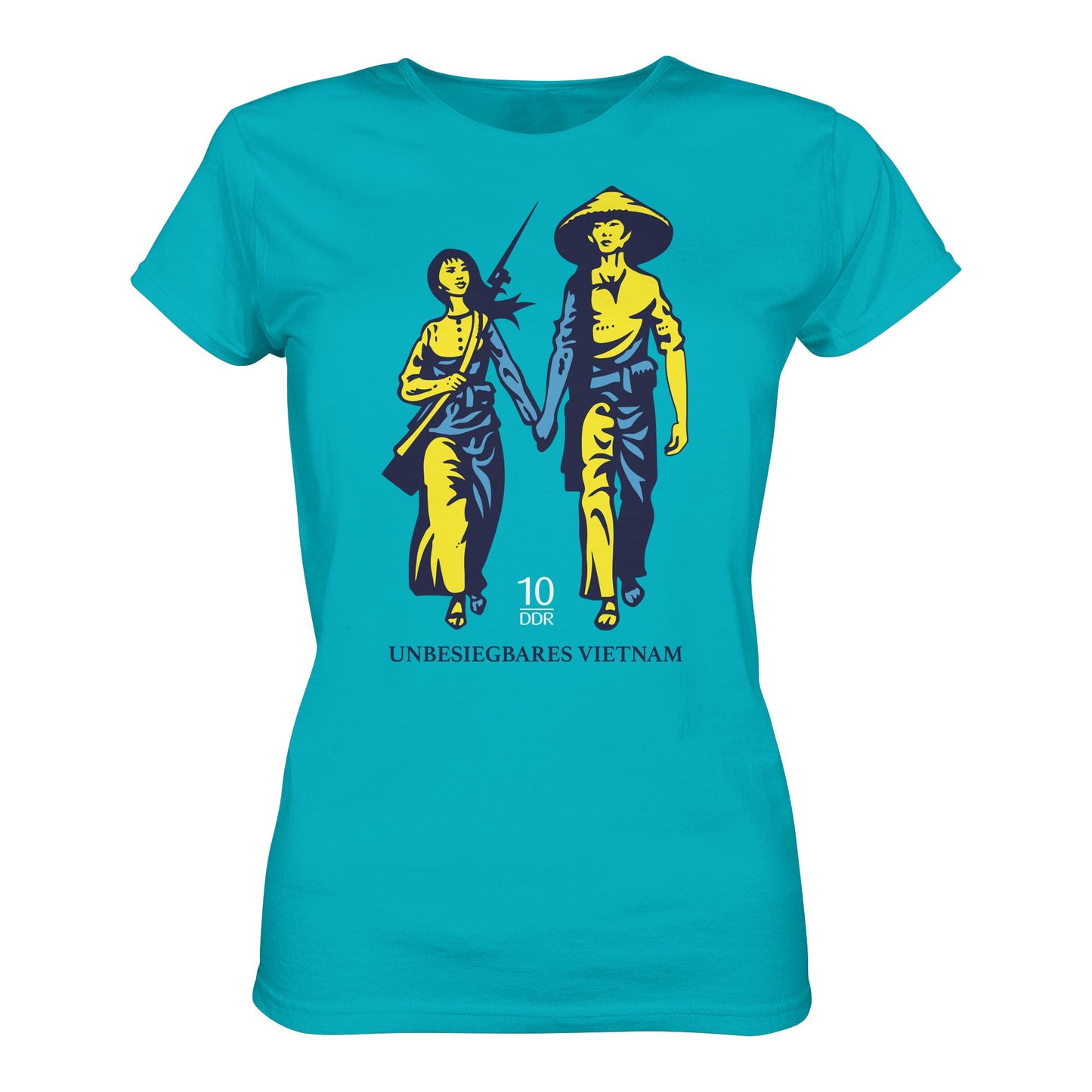 DDR Ostalgie Shirt Mädels • UNBESIEGBARES VIETNAM (ORIGINAL DDR-BRIEFMARKE)