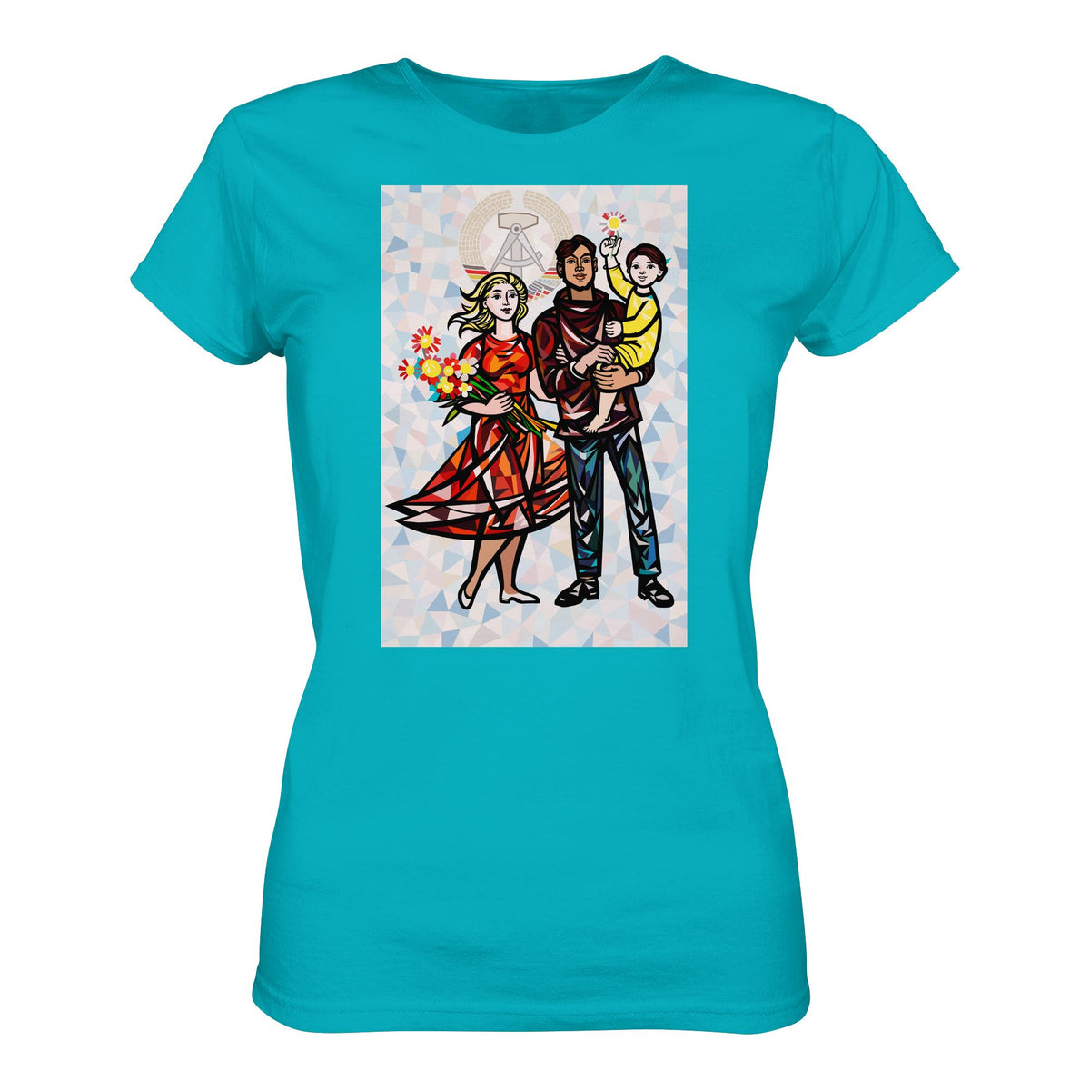 DDR Ostalgie Shirt Mädels • WALTER WOMACKA - UNSERE FAMILIE mit Hintergrund (STAATSRATSGEBÄUDE, Aus der Geschichte der Deutschen Arbeiterbewegung, 1964)