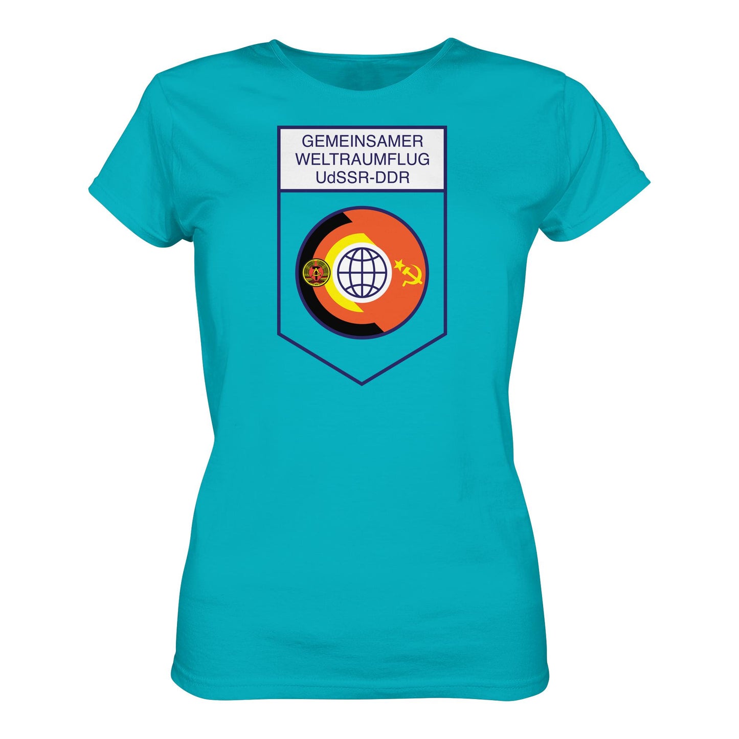 DDR Ostalgie Shirt Mädels • GEMEINSAMER WELTRAUMFLUG UDSSR-DDR (ORIGINAL WIMPEL)