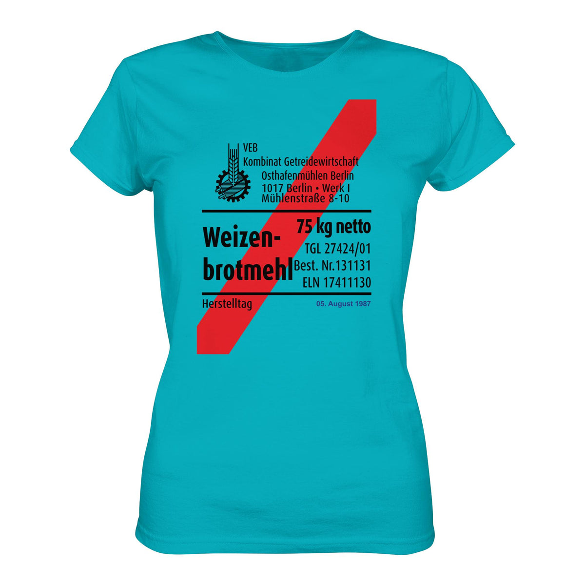DDR Ostalgie Shirt Mädels • WEIZENMEHL - VEB KOMBINAT GETREIDEWIRTSCHAFT (ORIGINAL-VERPACKUNG)