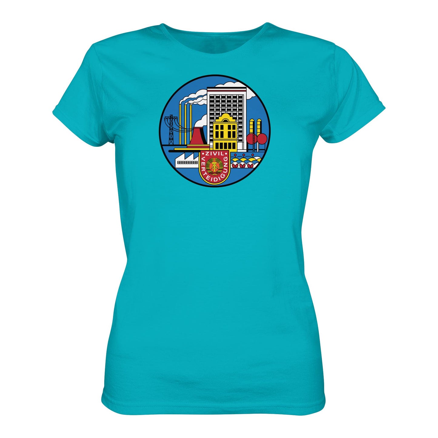 DDR Ostalgie Shirt Mädels • DDR ZIVILVERTEIDIGUNG (ORIGINAL GLAS-DESIGN)