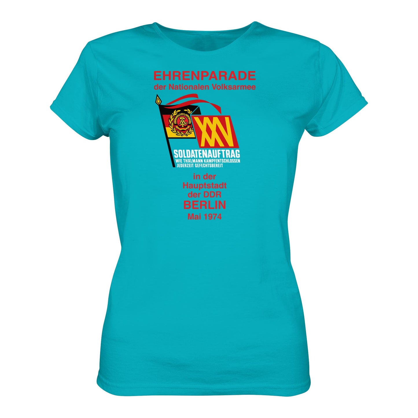 DDR Ostalgie Shirt Mädels • EHRENPARADE DER NVA, 1974 BERLIN (ORIGINALWIMPEL)