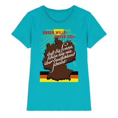 DDR Ostalgie Shirt Mädels • DASS DIE SONNE SCHÖN WIE NIE, ÜBER DEUTSCHLAND SCHEINT - ORIGINAL DDR-PLAKAT