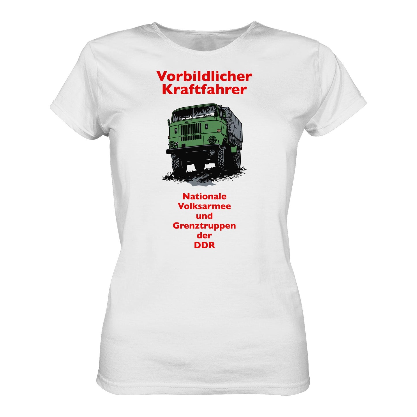 DDR Ostalgie Shirt Mädels • VORBILDLICHER KRAFTFAHRER, NVA (ORIGINAL WIMPELMOTIV)