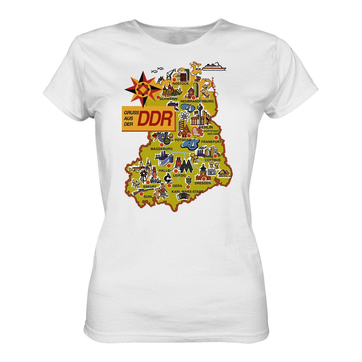 DDR Ostalgie Shirt Mädels • GRUSS AUS DER DDR (ORIGINAL POSTKARTE)