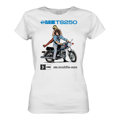 DDR Ostalgie Shirt Mädels • MZ TS 250 BLAU (ORIGINAL DDR-PLAKAT)