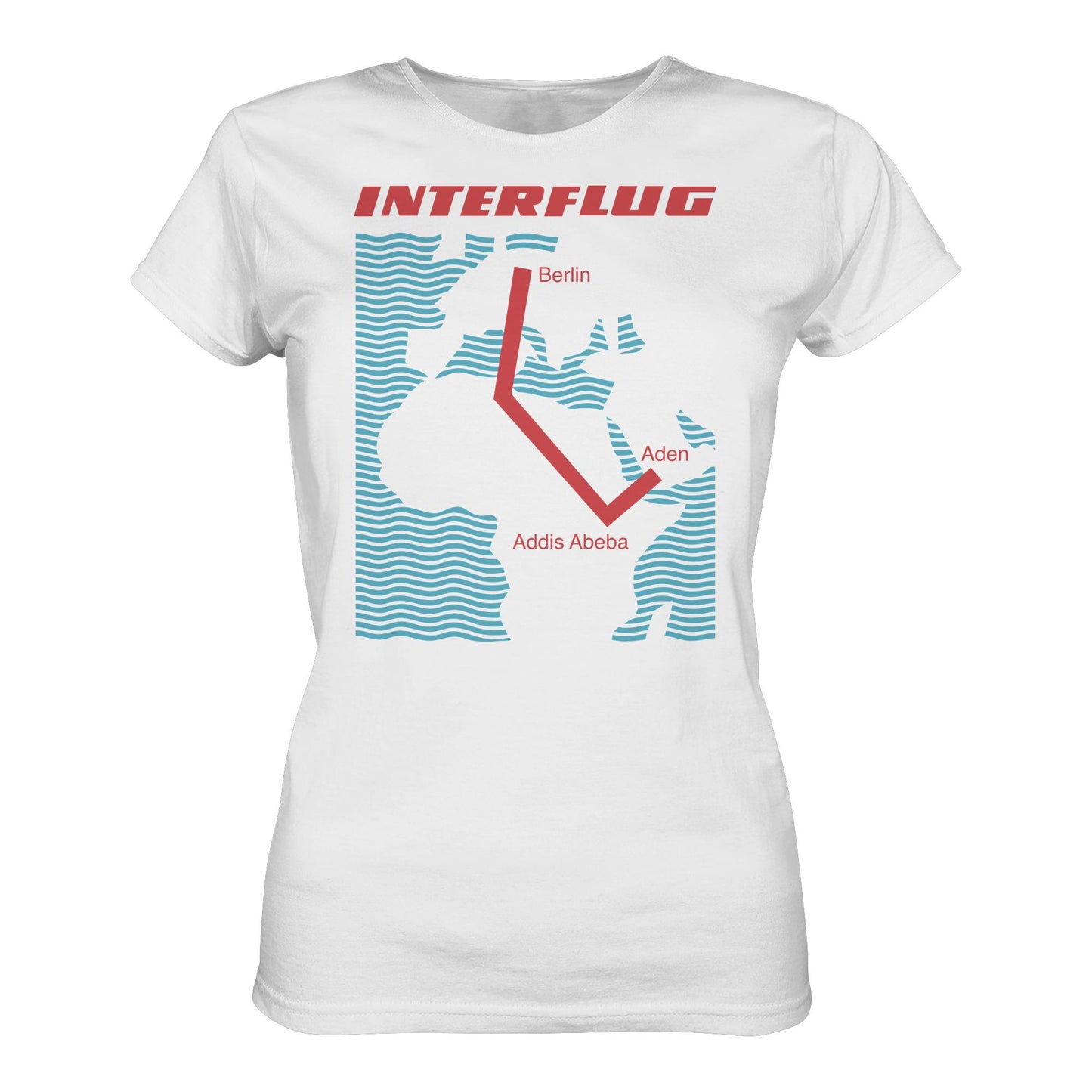 DDR Ostalgie Shirt Mädels • INTERFLUG BERLIN - ADDIS ABEBA (ORIGINAL SONDERSTEMPEL)
