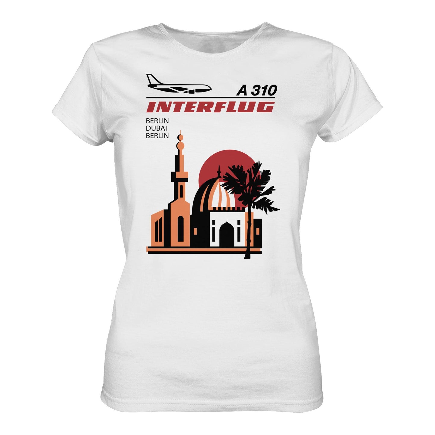 DDR Ostalgie Shirt Mädels • INTERFLUG BERLIN - DUBAI (ORIGINAL SONDERSTEMPEL)