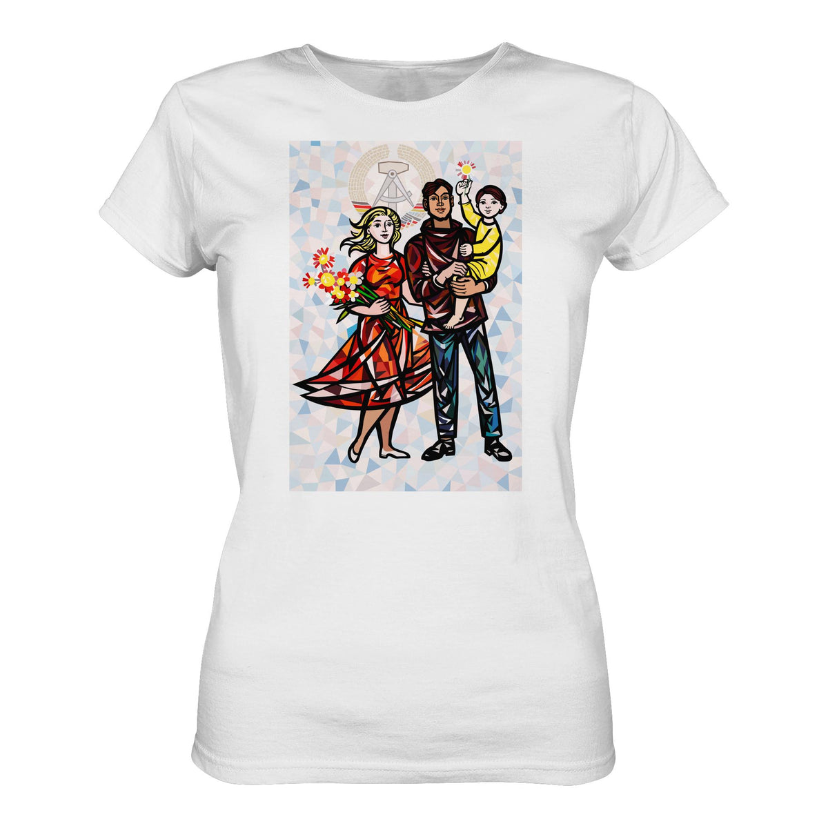 DDR Ostalgie Shirt Mädels • WALTER WOMACKA - UNSERE FAMILIE mit Hintergrund (STAATSRATSGEBÄUDE, Aus der Geschichte der Deutschen Arbeiterbewegung, 1964)