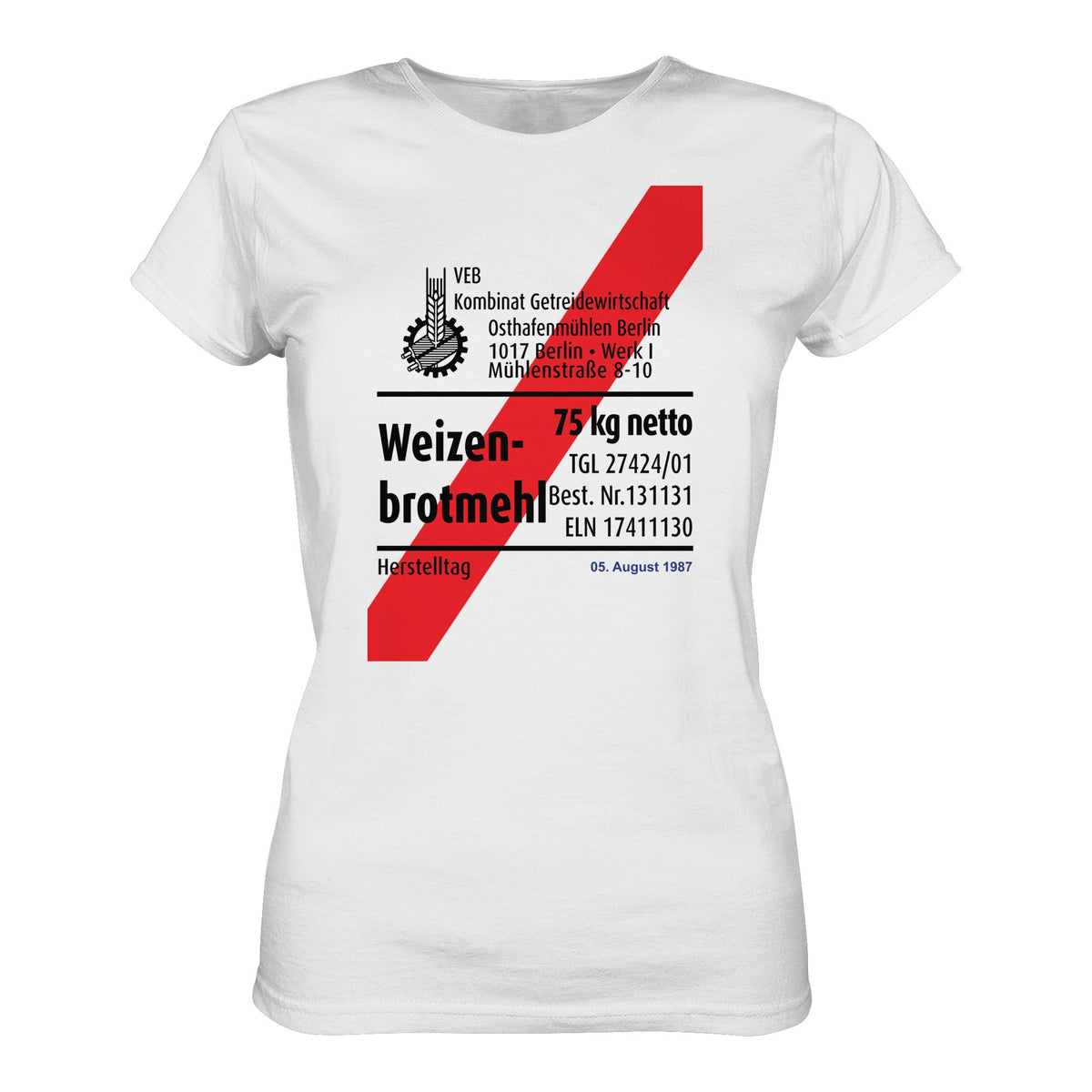 DDR Ostalgie Shirt Mädels • WEIZENMEHL - VEB KOMBINAT GETREIDEWIRTSCHAFT (ORIGINAL-VERPACKUNG)