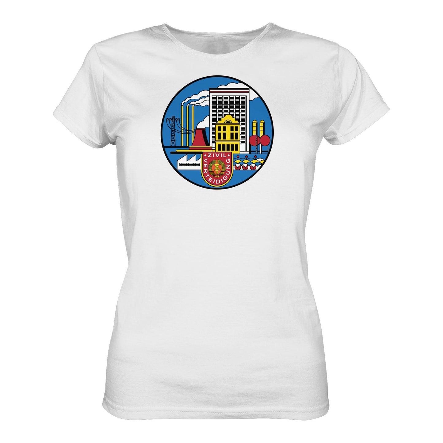 DDR Ostalgie Shirt Mädels • DDR ZIVILVERTEIDIGUNG (ORIGINAL GLAS-DESIGN)