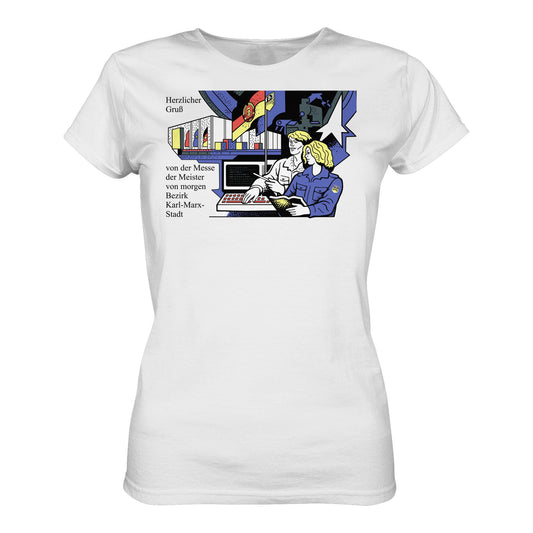 DDR Ostalgie Shirt Mädels • MESSE DER MEISTER VON MORGEN, KARL-MARX-STADT (ORIGINAL BRIEFMARKE)