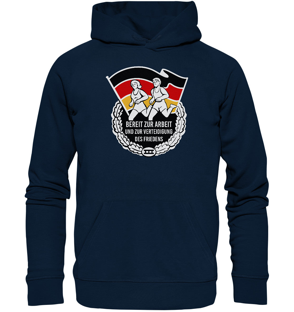 DDR Ostalgie Kapuze / Organic Hoodie Unisex • ORDEN - BEREIT ZUR ARBEIT UND ZUR VERTEIDIGUNG