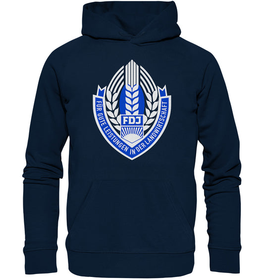 DDR Ostalgie Kapuze / Organic Hoodie Unisex • FDJ - FÜR GUTE LEISTUNGEN IN DER LANDWIRTSCHAFT