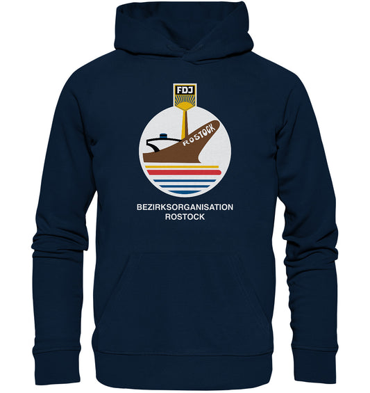 DDR Ostalgie Kapuze / Organic Hoodie Unisex • FDJ BEZIRKSORGANISATION ROSTOCK