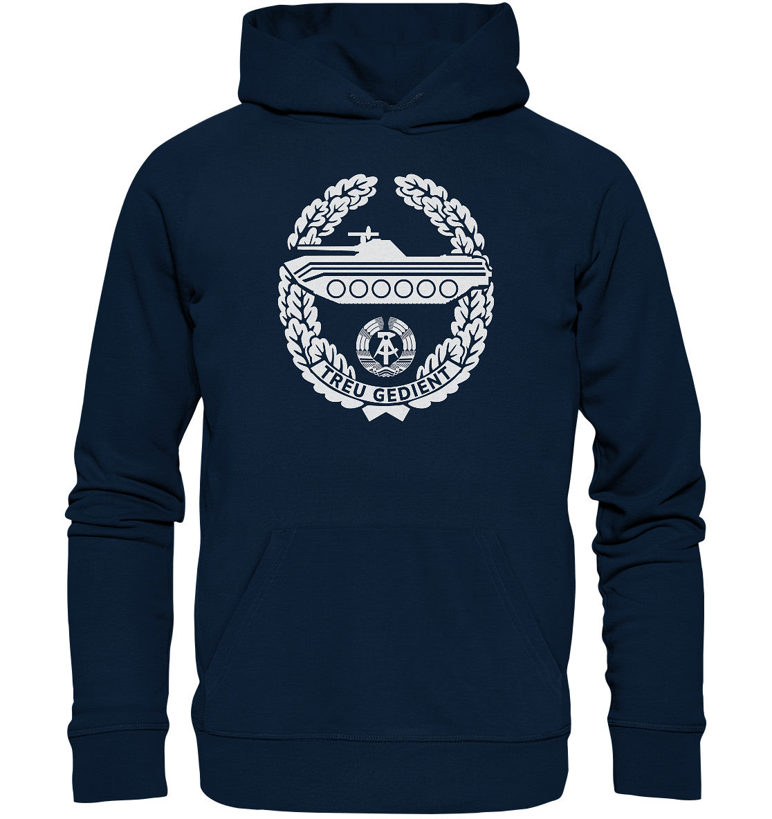 DDR Ostalgie Kapuze / Organic Hoodie Unisex • NVA-ORDEN - TREU GEDIENT - MOT. SCHÜTZENTRUPPEN