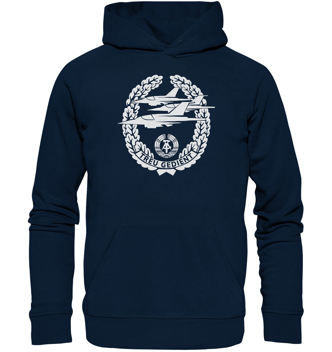DDR Ostalgie Kapuze / Organic Hoodie Unisex • NVA-ORDEN - TREU GEDIENT - LUFTSTREITKRÄFTE