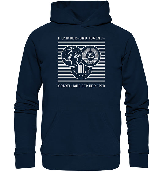 DDR Ostalgie Kapuze / Organic Hoodie Unisex • DDR KINDER- UND JUGENDSPARTAKIADE 1970