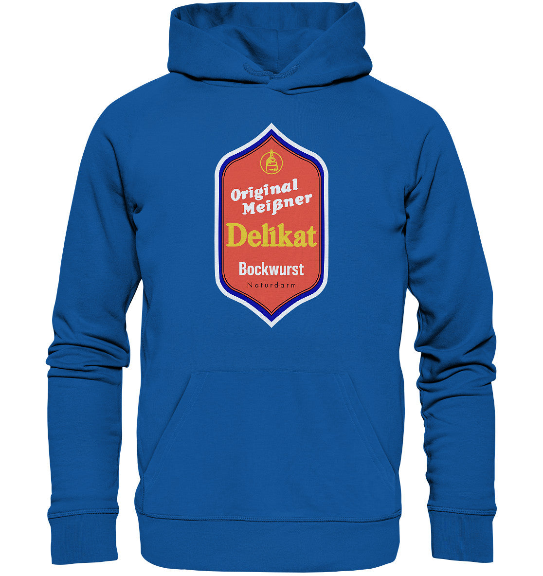 DDR Ostalgie Kapuze / Organic Hoodie Unisex • MEISSNER DELIKAT BOCKWURST