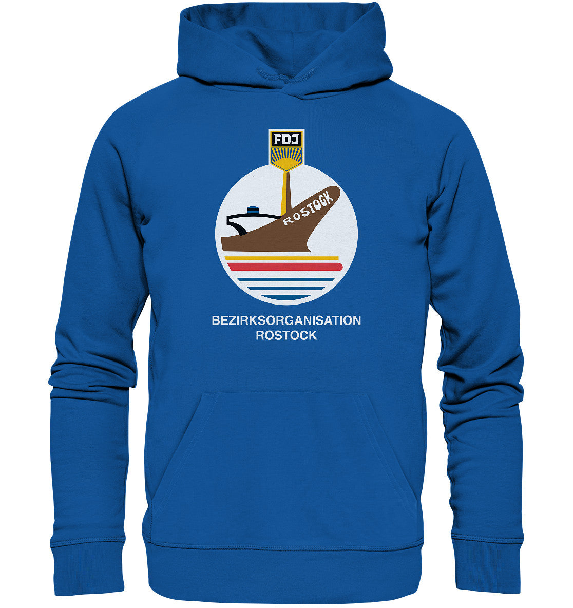 DDR Ostalgie Kapuze / Organic Hoodie Unisex • FDJ BEZIRKSORGANISATION ROSTOCK