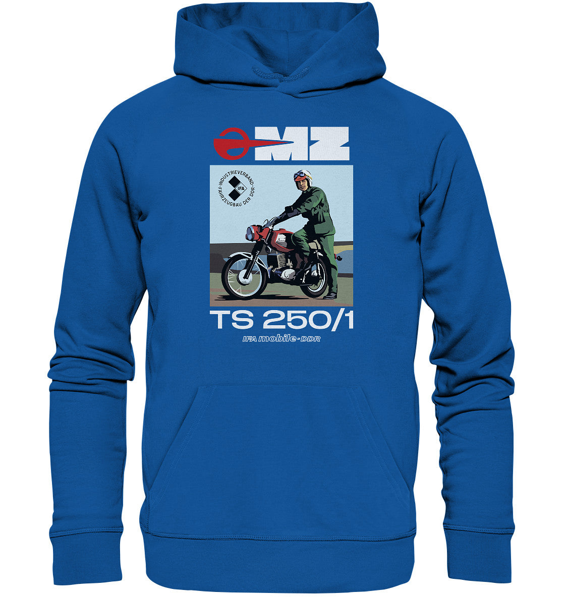 DDR Ostalgie Kapuze / Organic Hoodie Unisex • MZ TS 250 (ORIGINAL DDR-PLAKAT)