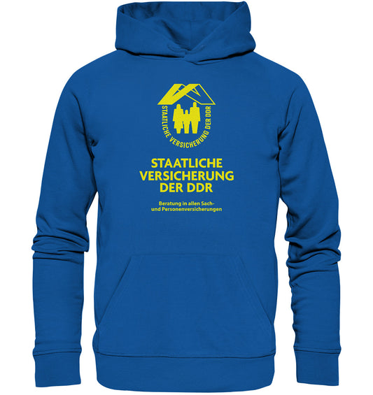 DDR Ostalgie Kapuze / Organic Hoodie Unisex • STAATLICHE VERSICHERUNG DER DDR