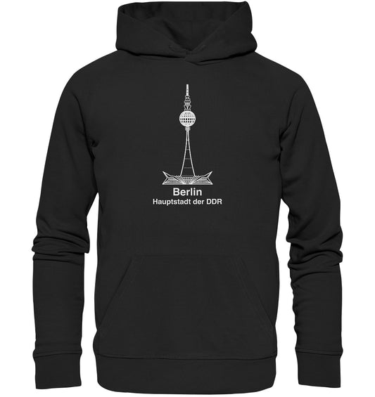 DDR Ostalgie Kapuze / Organic Hoodie Unisex • BERLIN - FERNSEHTURM - ORIGINAL WIMPEL