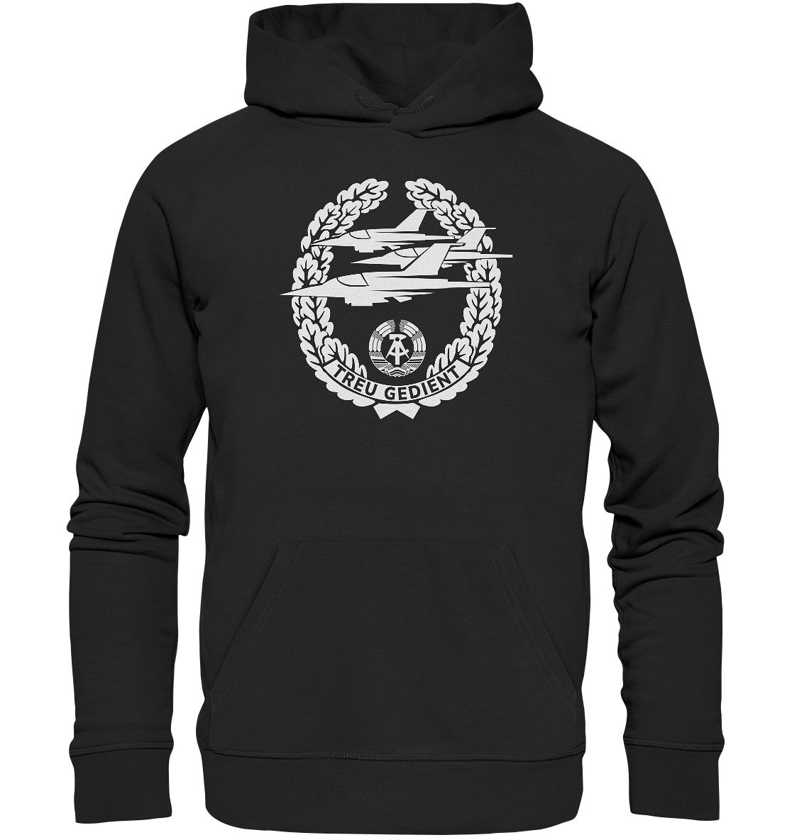 DDR Ostalgie Kapuze / Organic Hoodie Unisex • NVA-ORDEN - TREU GEDIENT - LUFTSTREITKRÄFTE
